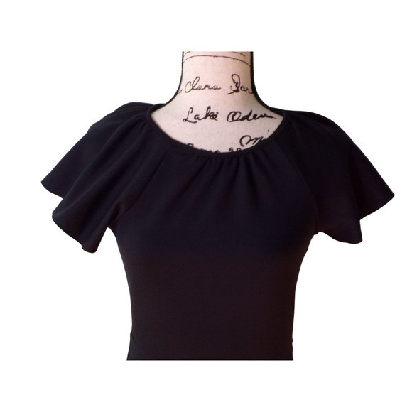 🆕 RACHEL PARCELL Asymmetric Ruffle Hem Scuba Dress Black X-Small - Picture 7 of 11